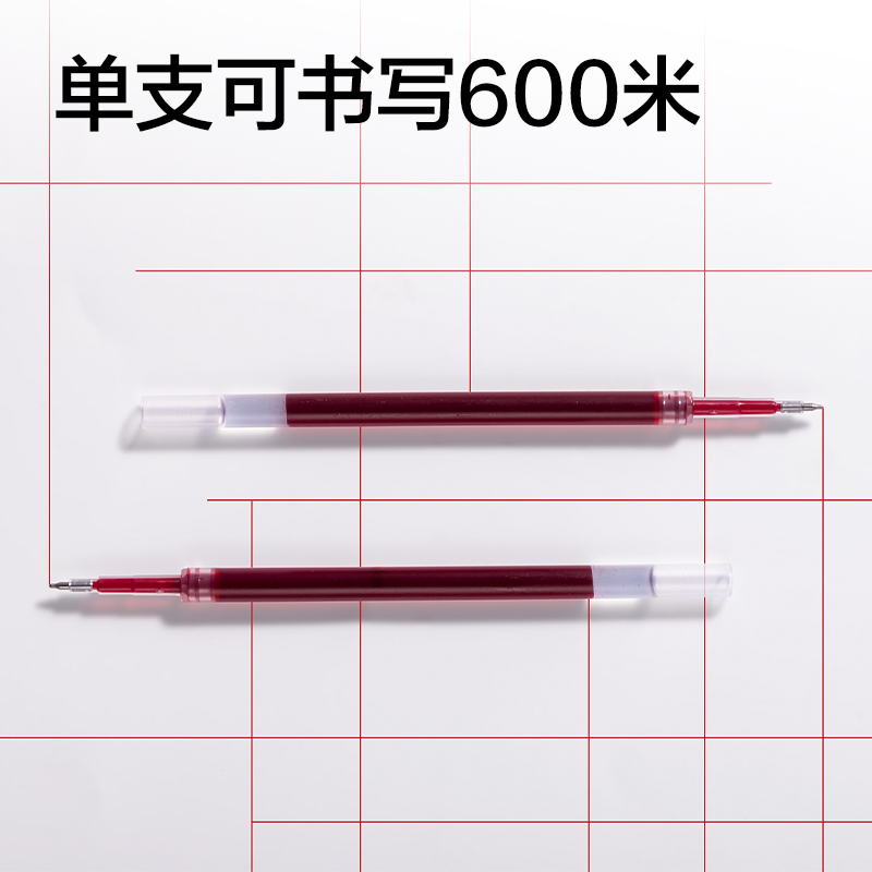 得力SE272刷題寓意類按動(dòng)中性筆替芯0.5mm雙球珠ST頭(紅)(支)