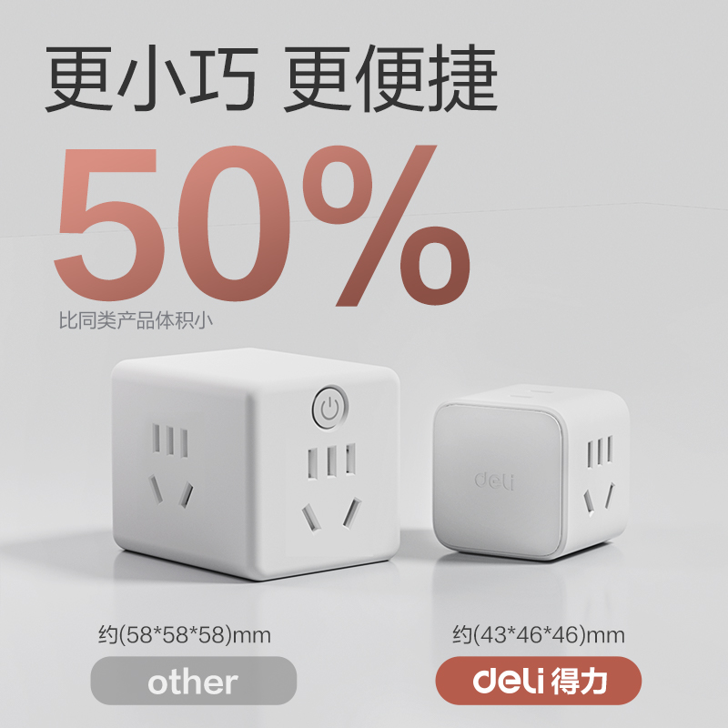 得力LU9422小魔方轉(zhuǎn)換器_2+2_彩盒(白)(個)