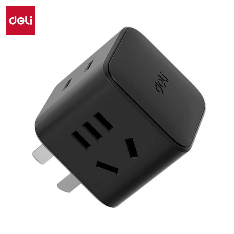 得力LU9422小魔方轉(zhuǎn)換器_2+2_彩盒(黑)(個(gè))