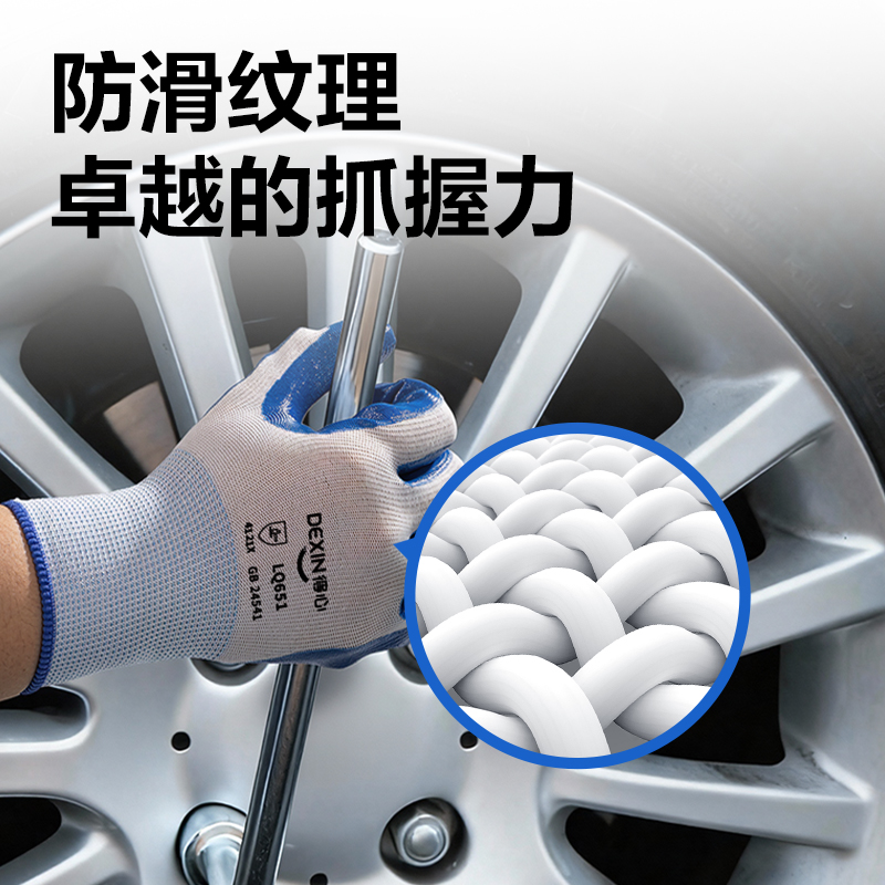 得力得心LQ651丁腈浸膠手套(白)(袋)