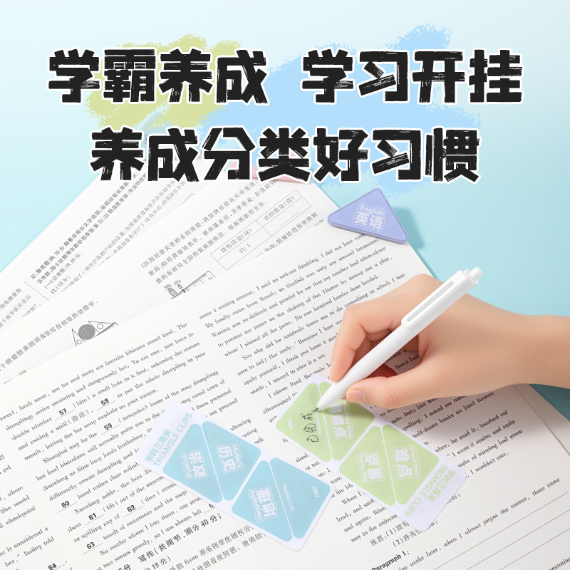 得力TP535學(xué)科三角夾袋裝(混)（6個/袋）