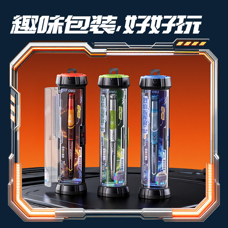 得力SS039六邊形戰(zhàn)士烈焰指揮官易水洗鋼筆EF暗尖(1筆+4墨囊/盒)(晶藍(lán))