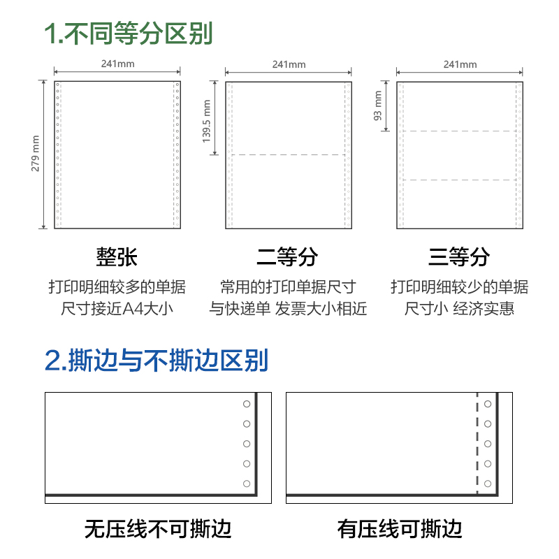 得力班達(dá)海BDD241-4電腦打印紙(1/2CS彩色撕邊)(1500頁/盒)