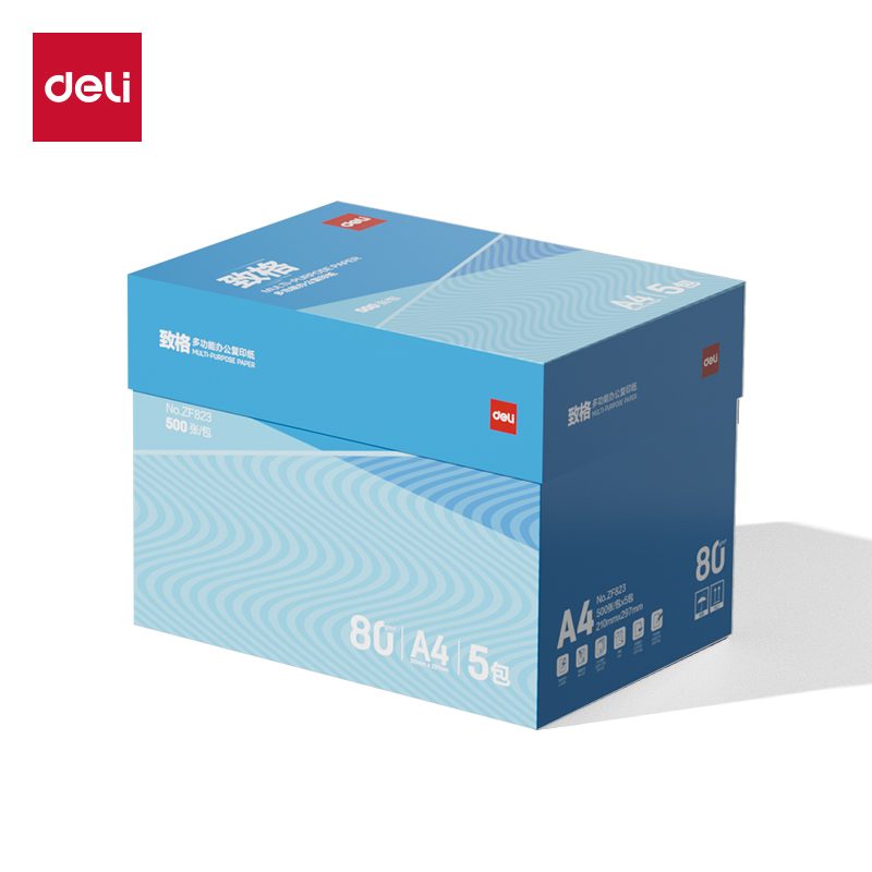 得力ZF823致格復(fù)印紙A4-80g-5包(藍(lán)色包裝)(包)