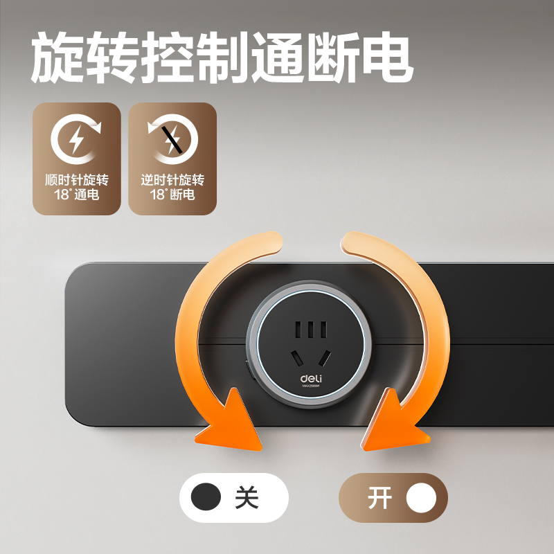 得力LU6100軌道插座  5孔  牛皮盒裝 (黑)(個(gè))
