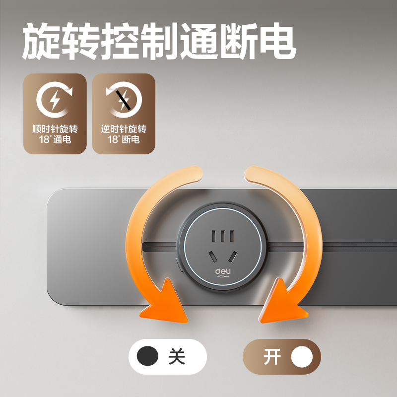 得力LU6105軌道插座  50+3  牛皮盒裝(灰)(個)