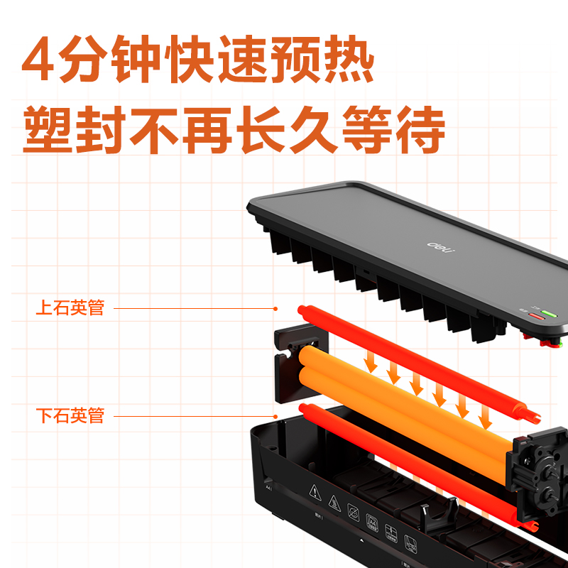 得力GQ416個人塑封機(黑色)(臺)