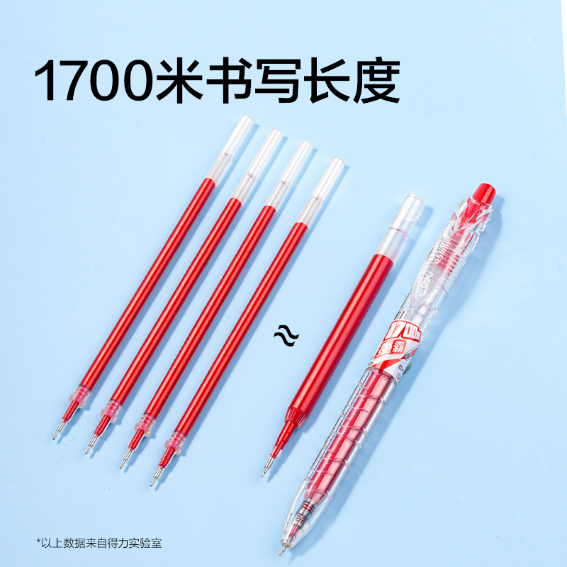 得力SA1700刷題大容量速干按動(dòng)常規(guī)中性筆0.5mmST頭(紅色)(支)
