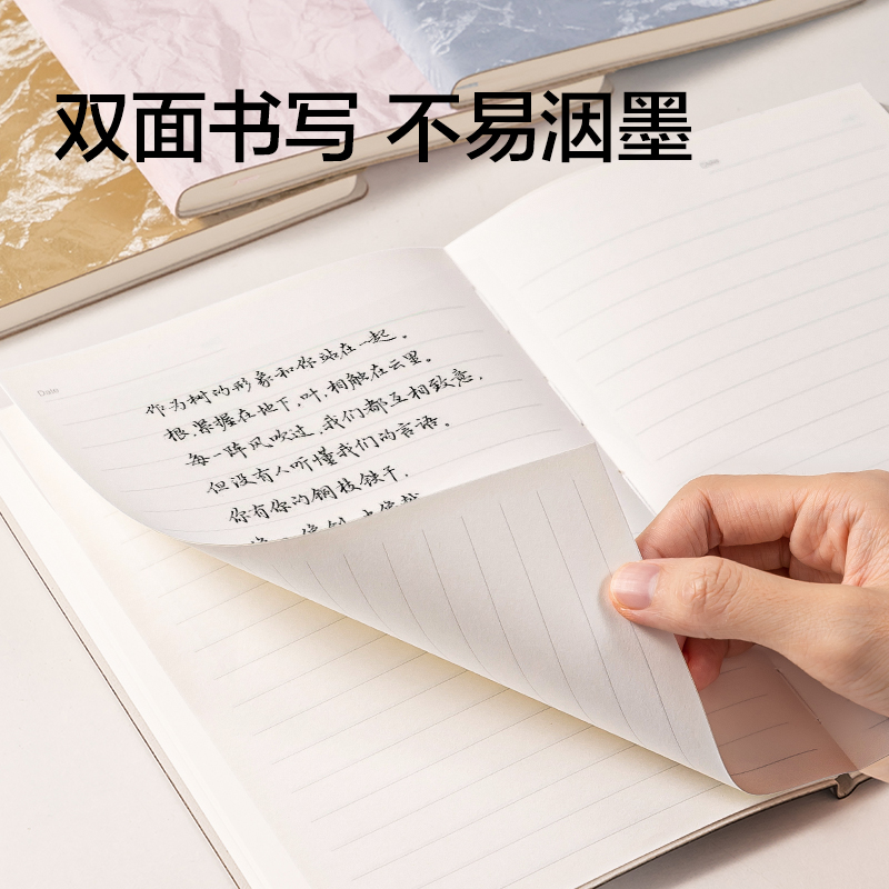 得力BP660-A5鎏光皮面本10mm行距80張(藍(lán))(本)
