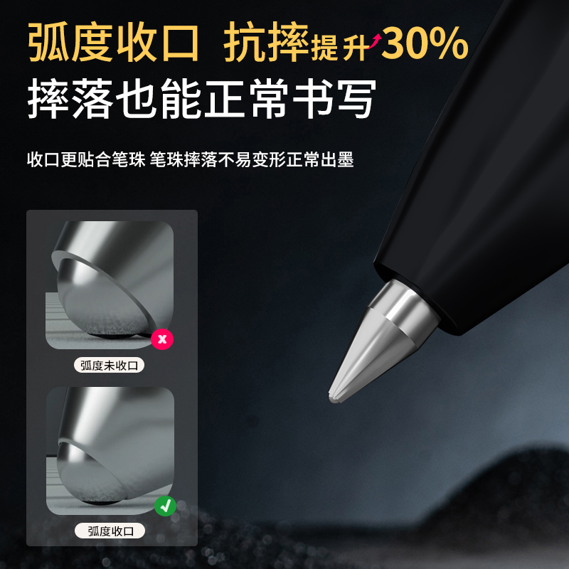 得力S01Pro-12弧度收口按動中性筆0.5mm子彈頭(黑)(支)